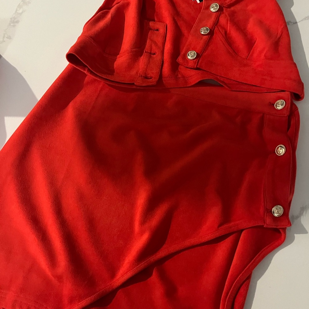 Justin Boots Red Skirt Set with Gold Buttons